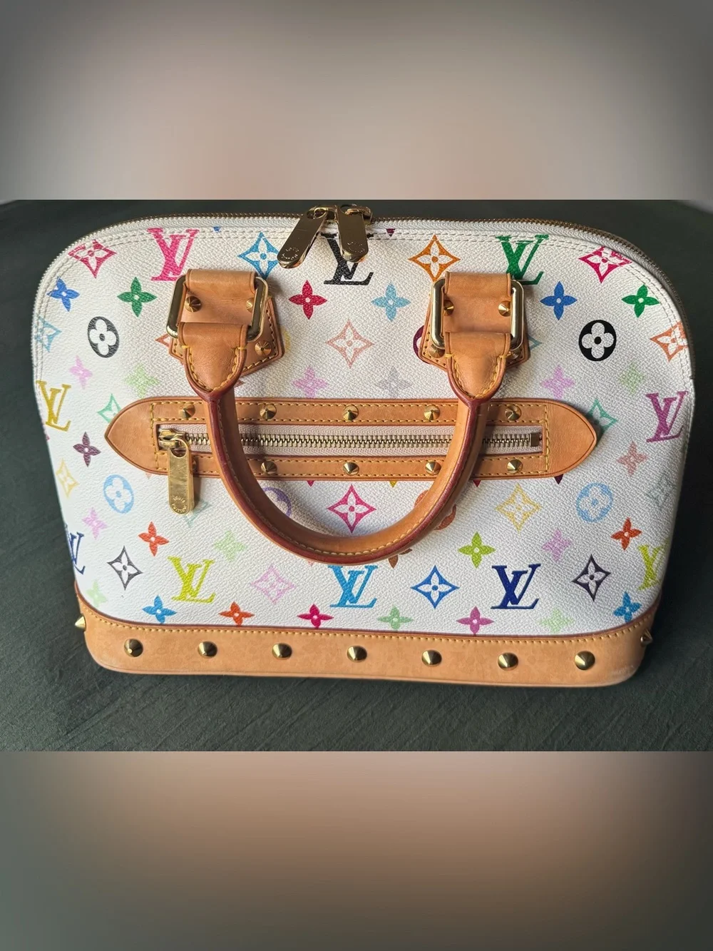 Authentic Louis Vuitton - Takashi Murakami - Multicolor Monogram Alma Handbag